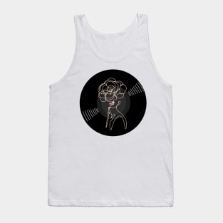 Vinyl - Rose woman floral design minimalist line art Tank Top